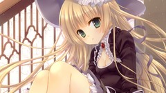Hats blondes anime girls gosick green hair