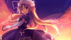 Hats blondes long hair anime girls touhou yakumo yukari