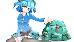 Hats blue hair anime girls blue eyes touhou kawashiro nitori 