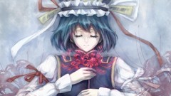 Hats blue hair anime girls short hair touhou shikieiki 