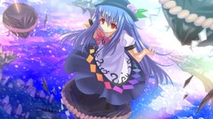 Hats blue hair long hair anime girls touhou hinanawi tenshi 