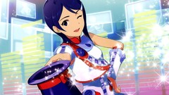 Hats blue hair long hair anime girls wink idolmaster