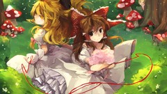 Hats bows blondes long hair anime girls brunettes witches 