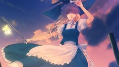 Hats bows blondes long hair witches braids touhou kirisame 