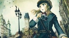 Hats Cameras coat buildings blondes