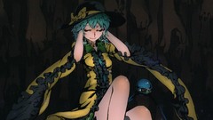 Hats closed eyes green hair touhou komeiji satori