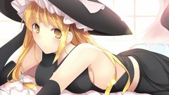 Hats gloves bows blondes long hair anime girls witches yellow 