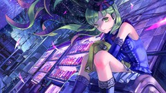 Hats gloves long hair anime girls green eyes vocaloid green 