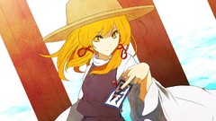 Hats goddess Ribbons blondes long hair anime girls yellow eyes 