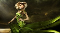 Hats Green woman dress