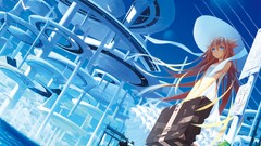 Hats long hair anime girls brunettes original characters