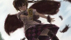 Hats long hair anime girls brunettes touhou twintails hair 