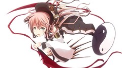 Hats pink hair long hair anime girls aqua eyes