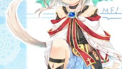 Hats red eyes anime girls open mouth animal ears tails original 