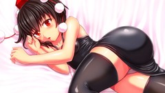 Hats red eyes anime girls touhou black hair shameimaru aya 