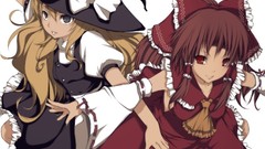 Hats red eyes blondes brunettes witches hakurei reimu touhou 