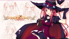 Hats red eyes stockings anime girls witches redheads cleavage 