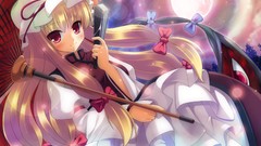 Hats Ribbons bows blondes long hair anime girls touhou yakumo 