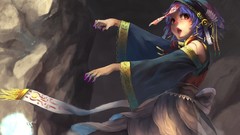 Hats Undead zombies blue hair anime girls brown eyes short hair 