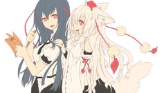 Hats white hair red eyes long hair anime girls touhou black 