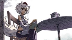 Hats white hair red eyes looking down anime girls short hair 