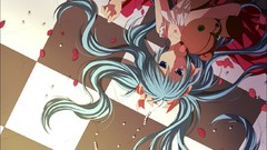 Hatsune miku vocaloid akatsuki twintails aqua hair