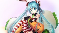 Hatsune miku vocaloid animal ears Simple Background detached 