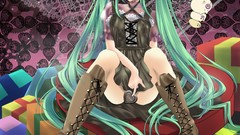 Hatsune miku vocaloid aqua hair aqua eyes