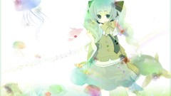 Hatsune miku vocaloid aqua hair aqua eyes