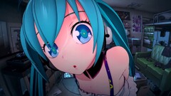 hatsune miku vocaloid blue hair blue eyes headphones anime girls