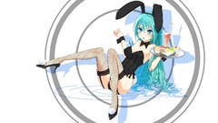 Hatsune miku vocaloid bunny suit bunny ears aqua hair