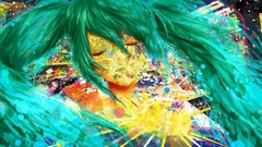 Hatsune miku vocaloid green hair aqua hair
