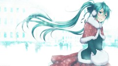 Hatsune miku vocaloid green hair Christmas outfits earmuffs