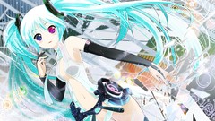 Hatsune miku vocaloid heterochromia miku append twintails 