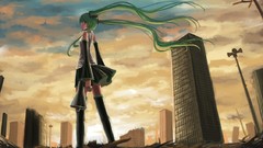 Hatsune miku vocaloid low-angle shot