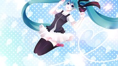 Hatsune miku vocaloid twintails aqua hair