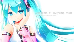 Hatsune miku vocaloid twintails aqua hair aqua eyes