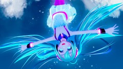 Hatsune miku vocaloid twintails aqua hair aqua eyes