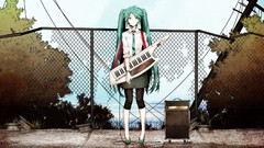 Hatsune miku vocaloid twintails cyan hair