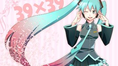 Hatsune miku vocaloid twintails detached sleeves aqua hair
