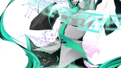 Hatsune miku vocaloid twintails detached sleeves aqua hair aqua 