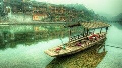 hdr river boat China Asia vehicle water outdoors