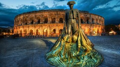 hdr statue architecture lights Colosseum Rome Italy