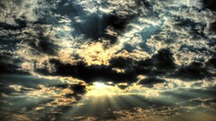 hdr sunlight sky clouds sun rays nature