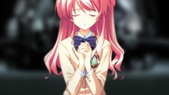 Head pink hair long hair anime girls seifuku Chaos Head