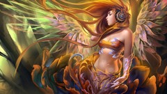 Headphones angels artwork sakimichan fantasy art
