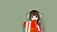 Headphones Anime anime girls brown eyes braids black hair