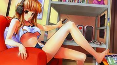 Headphones Anime anime girls redheads