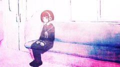 Headphones Anime anime girls short hair seifuku black hair 