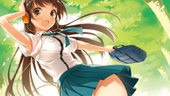 Headphones Anime artist paintings drawings anime girls brown 